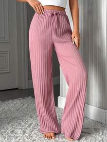 EURMUSE Bộ đồ ngủ nữ 100% cotton, 2 món, chất liệu dệt kim trơn, thích hợp mặc ở nhà. - Nhiều màu - Xem 9