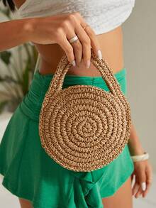 SHECARRY Natural Mini,Woven Bag,Perfect For Summer Travel,For Outdoor,Summer,Women Bags For Vacation,Holiday,Straw Purse,Straw Beach Bag,Beach Necessities,Beach Essentials,Beach Stuff & Summer Essentials, Best Women Bag For Beach Vibes, Wicker Bag, Vacation Bag For Summer - Camel - View 7
