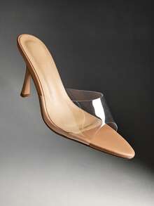 Denimoi Wide-Fit Women's Point Toe Clear Upper Heeled Sandals For Christmas - Beige - View 6