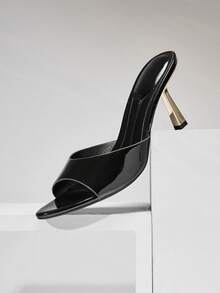 SHUZIA Women Comfortable Kitten Heel Sexy Pointy Toe Slip-On Heeled Sandals Summer Shoes - Black - View 3