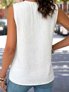 EMERY ROSE Women's Casual Solid All White Comfortable Tank Top, Summer Travel - White - View 2