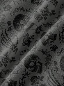 ROMWE Grunge Punk Punk Skull Rose Sexy Mesh Sheer Long Sleeve Blouse For Women - Black - View 3
