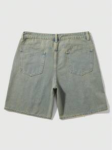 ROMWE MEN Street Life Celana Pendek Denim Saku Kasual Pria - Perunggu - View 2
