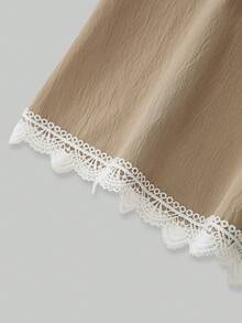 Breezaya Đầm dài thanh lịch dành cho nữ với tay áo ren và thiết kế xoắn. - Màu Khaki - Xem 3