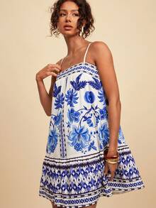 Travachic Vestido camisero minimalista estampado para mujer - Multicolor - Ver 3