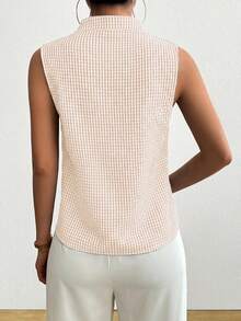 SHEIN Raffinéa Women's Elegant Casual Sleeveless Round Neck Blouse, Suitable For Summer Vacation - Khaki - View 2