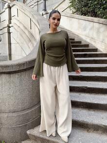 Marta Soriano Locker strukturierte, Lässig, weite Hose, Sommerresort-Bekleidung - Aprikosenfarben - Übersicht 1