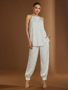 Hauture Women's Textured Pastal Puff Pants With Button Decor Golf Autumn Girlisim - Black and White - View 3