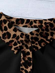 Plus Size Women Leopard Print Contrast Color Casual Shirt - Multicolor - View 4