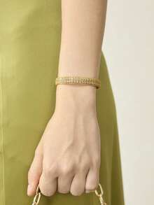 MOTF PRE18K GOLD PLATED MESH ZIRCONIUM INLAID PREMIUM NICHE BRACELET - Yellow Gold - View 4