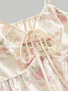 Sweetness Plus Size Floral Lace Camisole, Sexy And Sheer For Summer Beach Vacation - Baby Pink - View 2