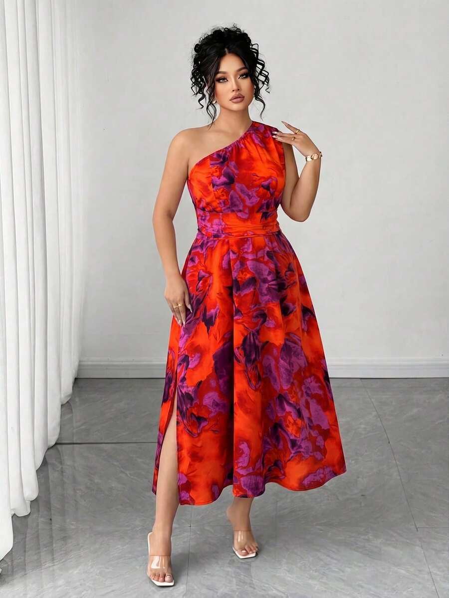 Elenzga 大码女式优雅蓝白碎花针织长裙,适合返校、毕业典礼、情人节、音乐节、母亲节、万圣节、感恩节、复活节、国庆节、舞会、约会派对、婚礼季、户外旅行等场合。 - 中紫紅色 - 查看 1