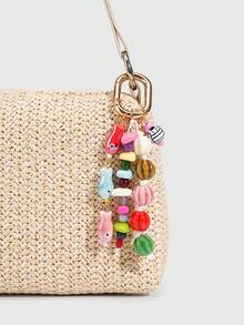 ROMWE Kawaii 1 Piece Spring Summer Dopamine Style Colorful Beaded Bag Keychain Pendant, Woven Rope Bag Charm, DIY Hanging Ornament - Multicolor 4 - View 6