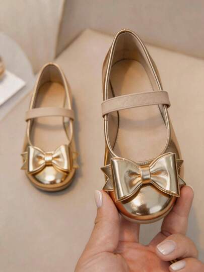Bailarinas planas de oro para niñas, zapatos de princesa muñeca para niñas, zapatos para niños