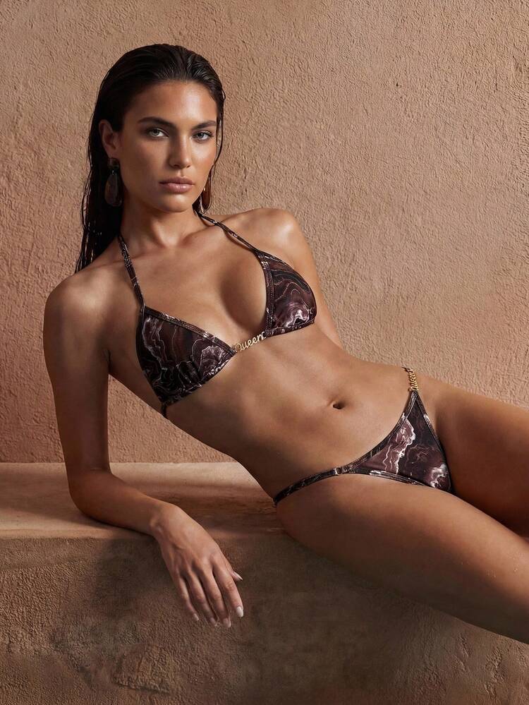 Women's Tie-Dye Print Swimwear Set For Beach Vacation