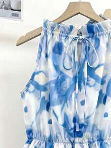 Airaco Casual Floral Print Halter Neck Top, Summer - Blue - View 5