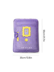 FRIENDS X SHEIN 1Pc Friends Purple Book Pillow, Plot Printing, Schoolbag Shape, Suitable For Sofa, Room, Car, Soft Pillow, Throw Pillow - Purple - View 3
