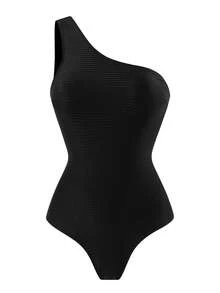 Swim Oasis 2026 Spring/Summer New Plus Size Women's Fashion Resort Black Digital Print Monokini + Wrap Skirt High-End Beachwear Gym Set - Black - View 7