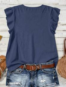 EMERY ROSE Women's Textured Casual Shirt, Versatile For Summer - Dark Wash - View 2
