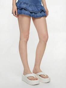 ROMWE Kawaii Women's White Thick-Sole 6.5cm Platform EVA Flip Flops, Soft Sole Anti-Slip Summer Slippers, Fashionable Goddess Style Wedge Sandals - White - View 2