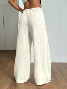 StreetHx Petite Women's Summer Textured Straight Leg Pants - Apricot - View 2