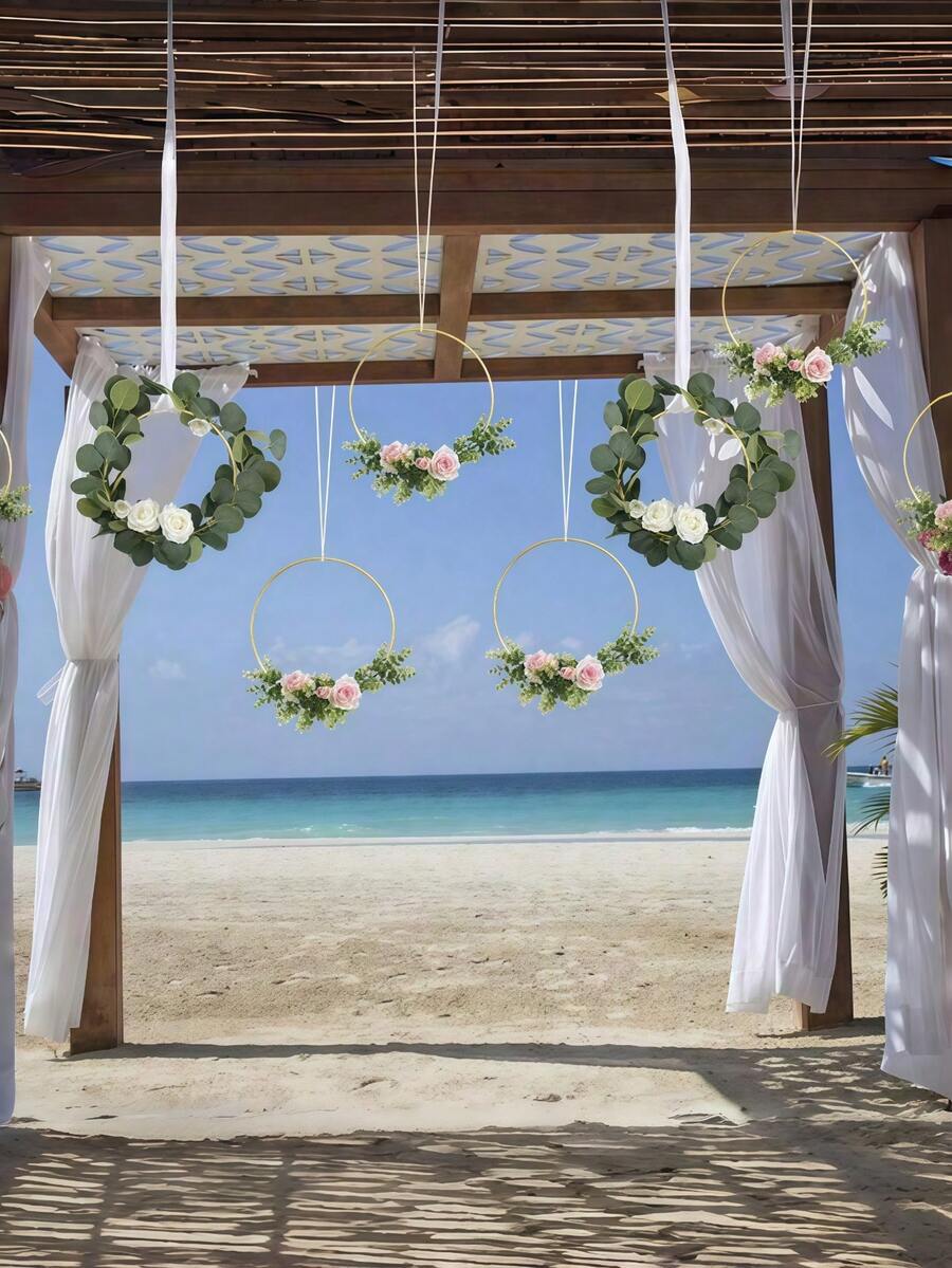 5PCS Gold Metal Floral Hoop For Christmas DIY Wedding Wreaths Dream Catchers Wall Hangings Golden Craft Hoop Rings Endless Creative Possibilities - multicolor - View 1
