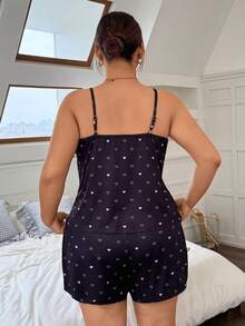 Napfluff CURVE Napfluff CURVE 大码女士爱心印花吊带背心和短裤睡衣套装 - 黑色 - 查看 2