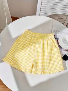 SHEIN EZwear 3件套女士系带宽松休闲荷叶边刺绣短裤套装，纯色、条纹、拼接图案，适合日常通勤、约会、派对、秋冬夏、圣诞节、新年、感恩节、聚会、婚礼、海滩、毕业典礼、时尚、优雅、休闲、外出、约会、预订、通勤、闪亮、情人节、优雅、度假、休闲、Y2K、外出、毕业典礼等场合。 - 彩色 - 查看 11