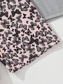 4pcs/Pack Girls Casual Butterfly & Polka Dot Print Leggings - Multicolor - View 8