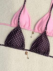 Elavelle 2026 Spring/Summer Polka Dot 4-Piece Swimwear Set, Pink + Purple, High-End Beach Resort Bikini Set - Multicolor - View 4