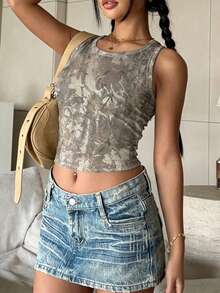 INAWLY Solva Áo ba lỗ in họa tiết ngụy trang thường ngày mùa hè - Nhiều màu - Xem 4