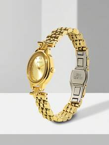MOTF PREMIUM JAM TANGAN WANITA DENGAN MANIK-MANIK EMAS, KUKU, DAN STRIP BAJA OVAL, QUARTZ - Emas - View 3