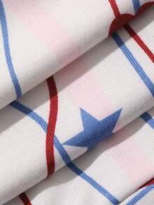 Conjunto de ropa de estar en casa informal de top de una sola hilera y pantalones con estampado completo para mujer - Multicolor - Ver 8