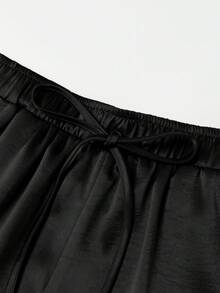 Franclia Petite Quần short kaki mỏng, cạp chun, thích hợp mặc đi làm và dã ngoại cho nữ, kiểu dáng thanh lịch, thích hợp cho mùa xuân/hè. - màu đen - Xem 6