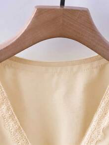 GlowEve Blusa de cuello en V con volantes para vacaciones para mujer - Albaricoque - Ver 6