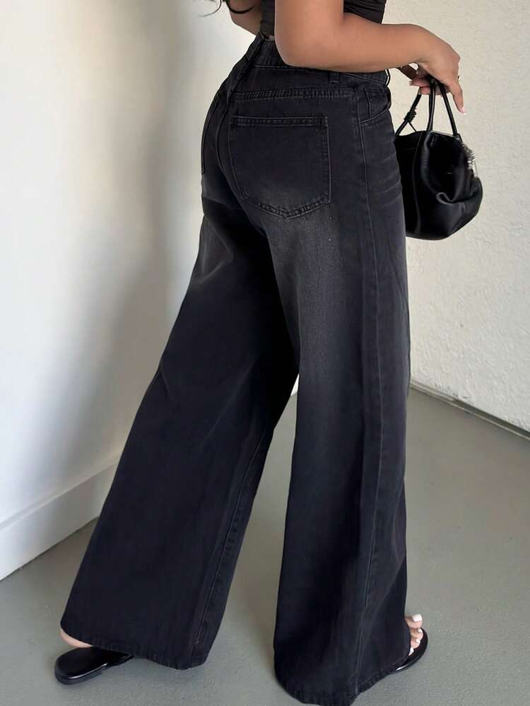 Alexandranx Women's Loose Straight Leg Blue Denim Jeans,Wide Leg Women Pants,Baggy Women Pants,Women Jeans Pants - Black - View 4