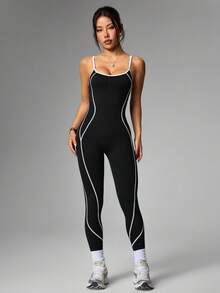 SHEIN Dewbera Dam Sportjumpsuits - Svart - Visa 3
