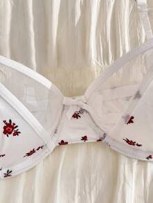 PetitDoll Set de 2 piezas de sujetador sin aros con estampado floral blanco - Blanco - Ver 8