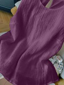 GlowEve CURVE Plus Size Casual Solid Color Tank Top, Summer - Purple - View 5