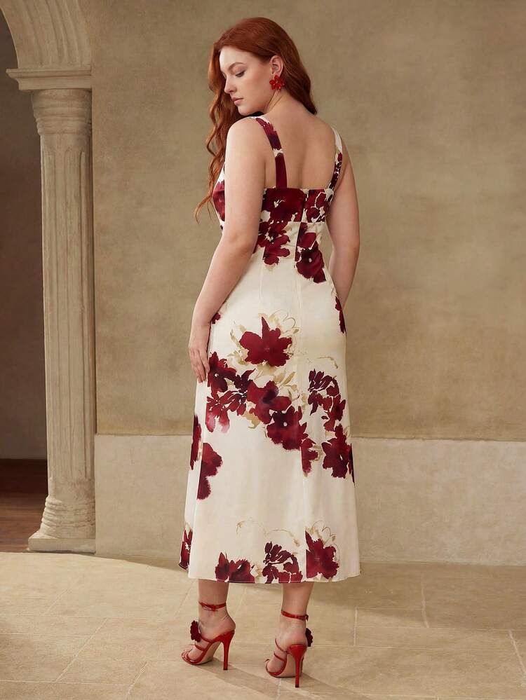 PLUS SIZE WOMEN'S COWL NECK CINCHED WAIST FISHTAIL DRESS, SPRING/SUMMER
