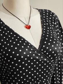 SHEIN ICON 大码女式波点V领休闲百搭日常T恤 - 彩色 - 查看 9
