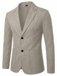 Manfinity Bizformal Áo khoác vest nam cổ ve lật, kiểu dáng tối giản, thích hợp mặc hàng ngày. - Màu Khaki - Xem 3