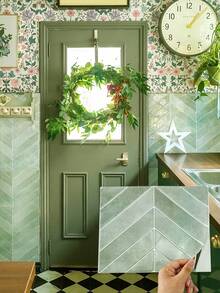 Kitchen Oil Proof Sticker Self Adhesive Crystal Thickened Wall Tile Decal 3D Effect Waterproof Easy Clean Removable Non Slip Home Renovation Decor - green - View 5