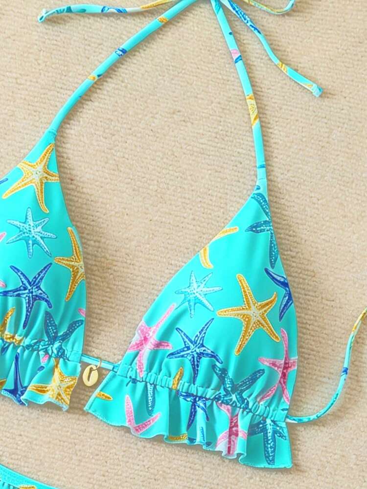 Swim Mod Women's Random Starfish Print Cute Sweet Beach Vacation 2 Pieces Swimsuit, Summer - Multicolor - View 4