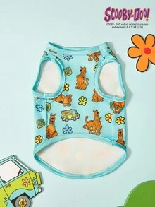 SCOOBY-DOO X PETSIN 2pcs Brown Puppy Flower & Car Print Pet Top, Ultra Soft Skin-Friendly Fabric, Breathable And Lightweight, Helps Reduce Shedding, Keeps Your Pet Cool And Comfy For Daily Wear Or Outdoor Play - Multicolor - View 9