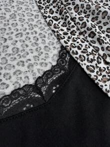 SHEIN 3 Pieces Lounge Set For Woman Casual Relax Cottonline With Contrast Lace Detailed - Multicolor - View 7