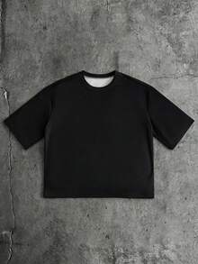 AXEPEAK Camiseta casual holgada y cómoda para hombre, estampada y versátil para vacaciones - Negro - Ver 3