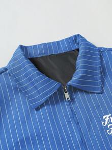 STYNVO 男士字母条纹长袖拉链外套和裤子休闲套装 - 藍色 - 查看 3