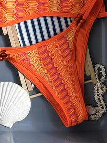 Swim Vcay Women's Summer 2-Piece Swimwear With Spaghetti Straps And Beaded Decor, Suitable For Beach Golf Holiday White Sexy - Multicolor - View 6