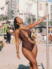 Swim SXY 2026 New Sexy One-Piece Swimsuit With Gold Accessories, Suitable For Beach Vacation, Plus Size - Multicolor - View 4